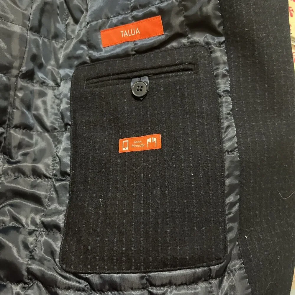 TALLIA Navy Wool Blend Coat Young Men's Size M 12-14 . MSRP $195. NWT - Picture 8 of 12